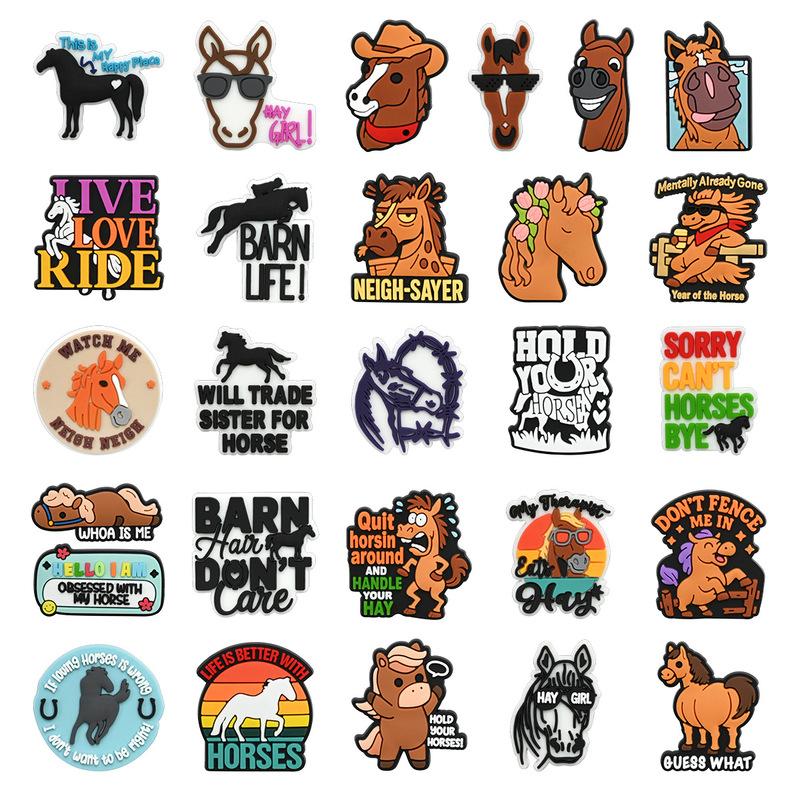 Amazon equestrian horse animal PVC soft rubber shoe charms, DIY shoe decorations, clog shoe embellishments, bracelet accessories, decorative buckles Amazon equestrian horse animal PVC soft rubber shoe charms, DIY shoe decorations, clog shoe embellishments, bracelet accessories, decorative buckles