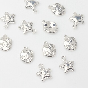 Fashion Korean alloy electroplated starfish shell letter printing pendant accessories diy jewelry earrings accessories material