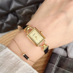 Mishali/米莉莎方形輕奢皮帶女鏤空女感霸氣復古女士手錶