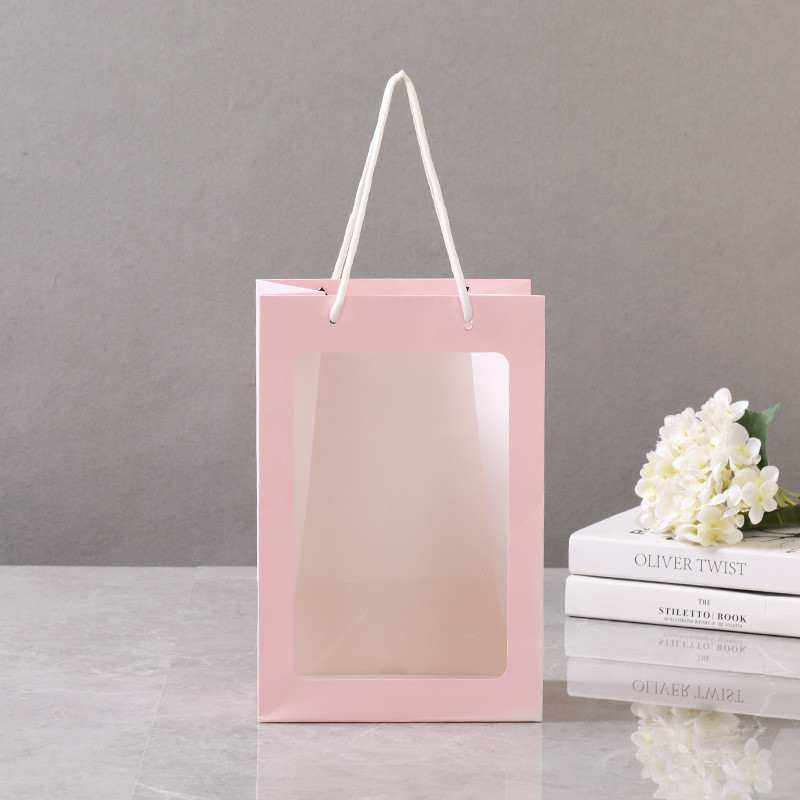 浪漫情人节礼物袋女友生日礼品袋批发可视窗口纸袋子ins风现货