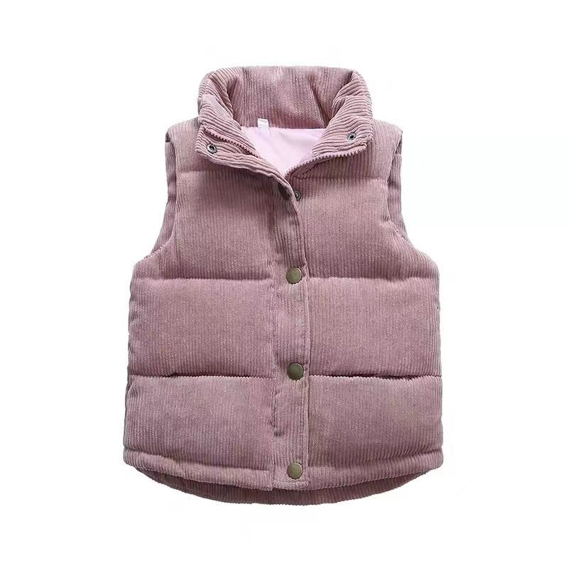 2025 otoño e invierno nuevo estilo macaron ropa para niños bebé plumón chaqueta de algodón chaleco para niños y niñas hebilla delantera chaleco para niños de dibujos animados
