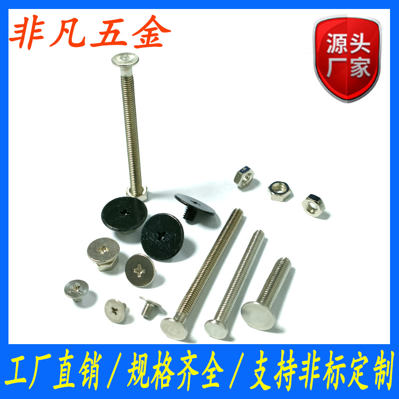 非标螺丝生产厂家平圆头扁薄头螺丝钉大圆头平头螺丝钉M3六角螺母