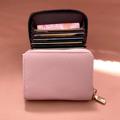 New Style Lychee Grain Accordion 9-Card Wallet Coin Purse PU Bank Card Business Card Universal Handheld Coin and Card Holder