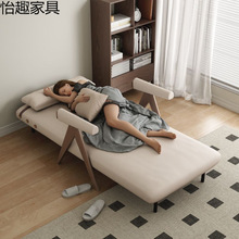 多功能小户型家用新款可躺睡伸缩床实木懒人沙发床折叠两用休闲椅