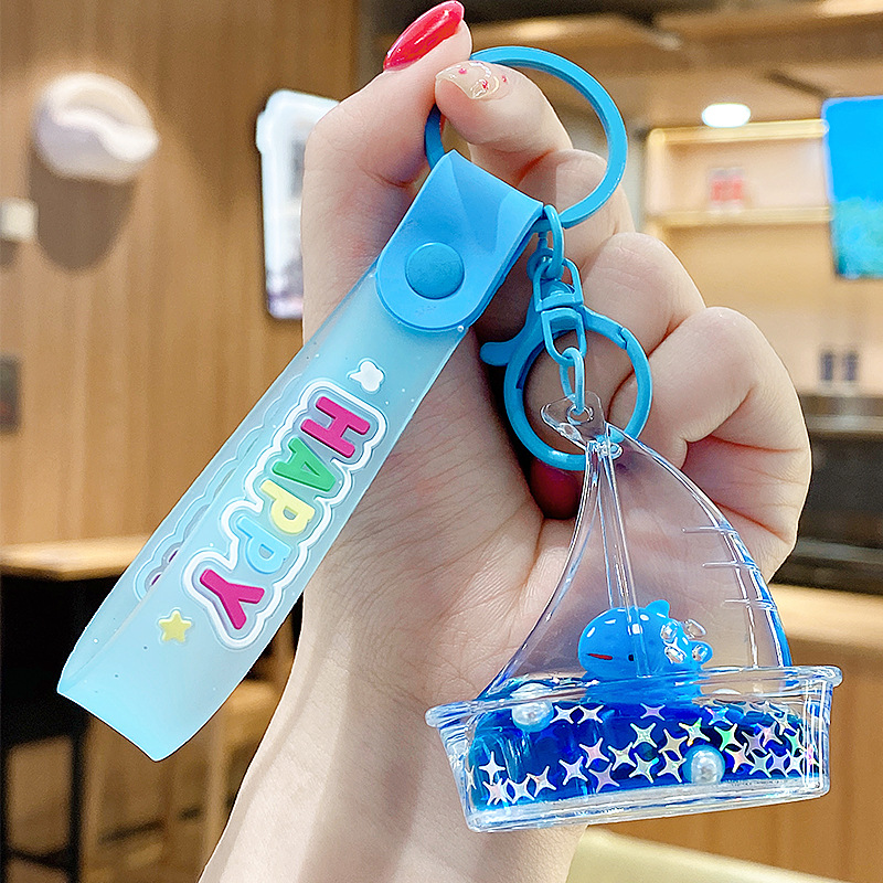 Flotante pequeño llavero de peces de colores para hombres y mujeres exquisito lindo botella a la deriva llave del coche colgante mochila colgante pequeño regalo