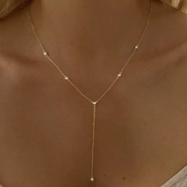 European and American Cross-border Bohemian Style Fashion Exquisite Rhinestone Pendant Clavicle Chain Tassel Y-shaped Long Necklace for Women