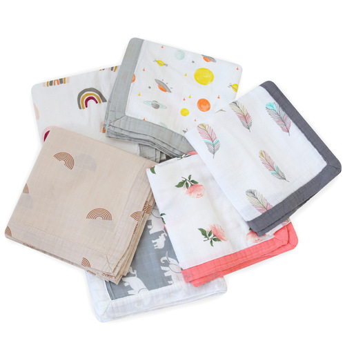 Four-layer bamboo cotton gauze baby blanket, thin quilt blanket, muslin baby blanket, newborn baby blanket, swaddle blanket