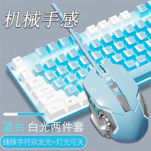 机械手感台式电脑键盘鼠标套装有线拼色笔记本办公游戏通用女生