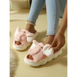 L 35612 Elephant cow plush slippers ������ţë�q����