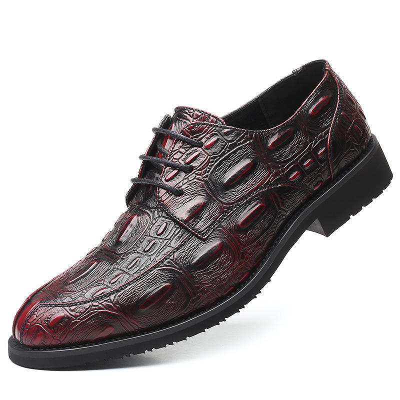 Heren nette schoenen van krokodillenleer met veters voor kantoor_voghion.com