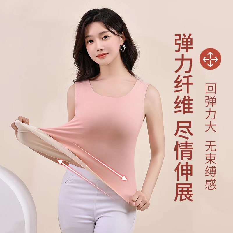 여성용 가을 겨울 심리스 보온 속옷, 벨벳 두꺼운 내부 레이어, 슬림 핏, 심플한 아우터웨어, 자체 발열 보온 조끼