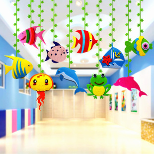 Kindergarten Air Hanging Corridor Wall Opening Class Decoration Ocean Wind Ring Creation Hanging Environment Layout Material