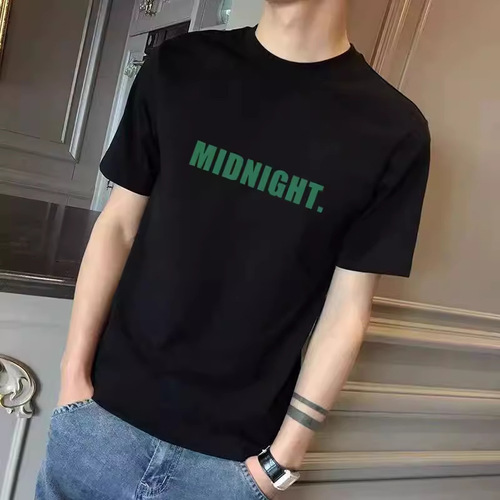 American retro letter printed short-sleeved men's summer heavy T-shirt men's half-sleeve loose trendy T-shirt