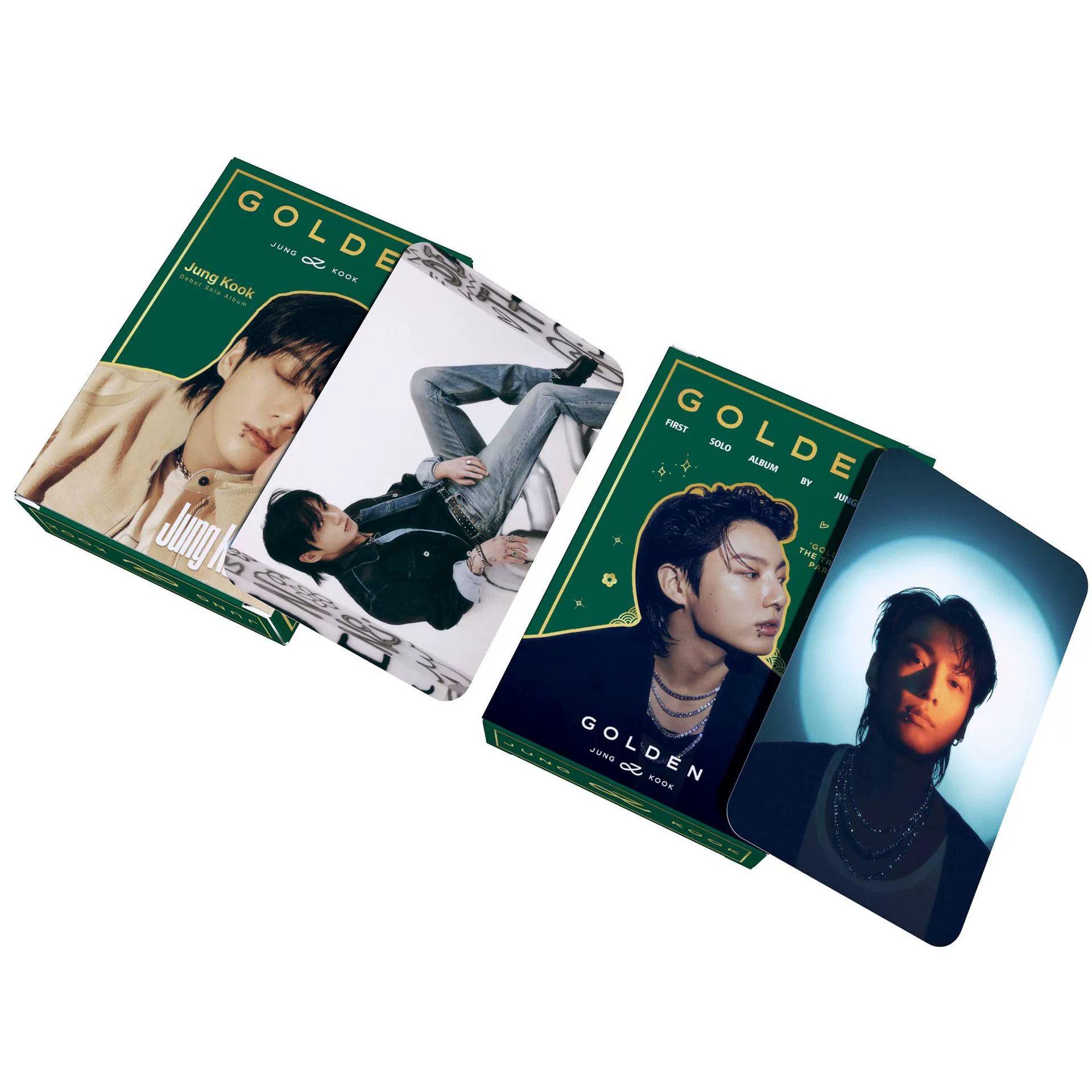 Коробка для фотокарточек (Jungkook) GOLDEN — 55 штук карточек Ломо, 85×55 мм, индивидуальная упаковка