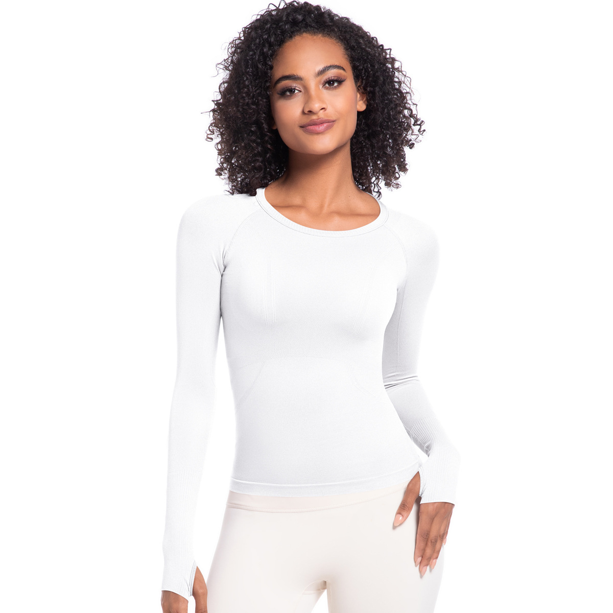Nuevo transfronterizo Europa y los Estados Unidos rápidamente secado manga larga deportes de mujeres correr acondicionamiento físico transpirable sin costuras una larga chaqueta de yoga