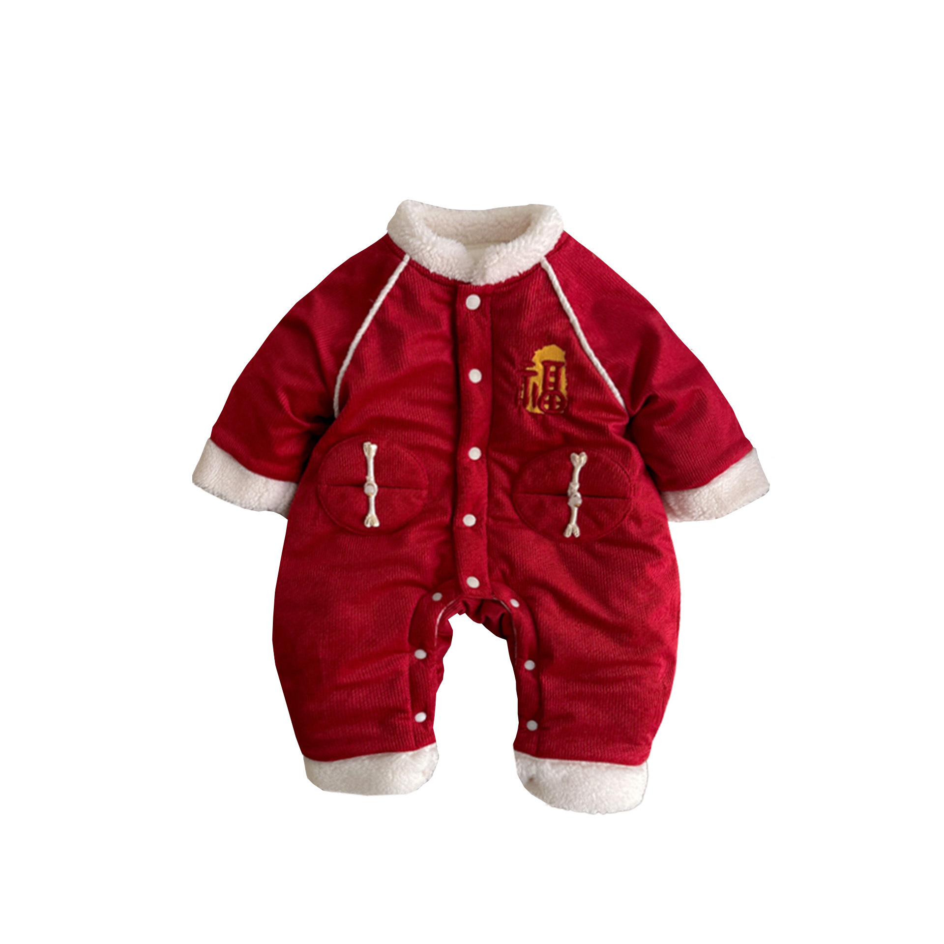 2024 invierno nuevo producto ropa de algodón grueso ropa de bebé nuevo mono acolchado de estilo chino a fin de semana ropa de año nuevo 1