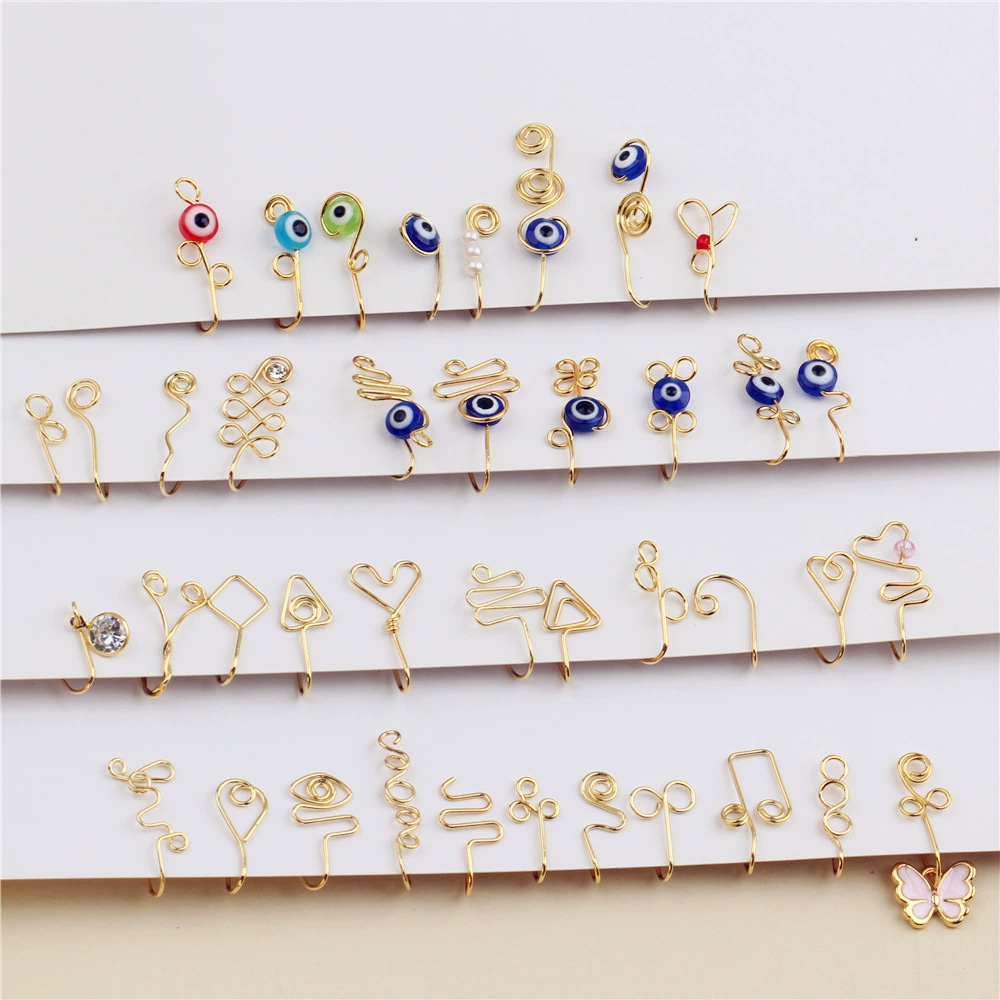 Африканский стиль Золотое поддельное кольцо в носу без перфорации зажим для носа Крышка для носа европейские и американские сексуальные аксессуары для носа любят кристалл бабочки