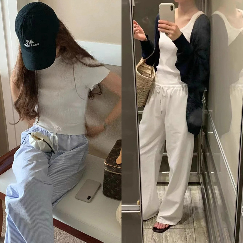 Now the 2026 Spring New Model from Korean Designer Ou*Ce Is a Simple Elastic High-Waisted Straight-Leg Casual Pants