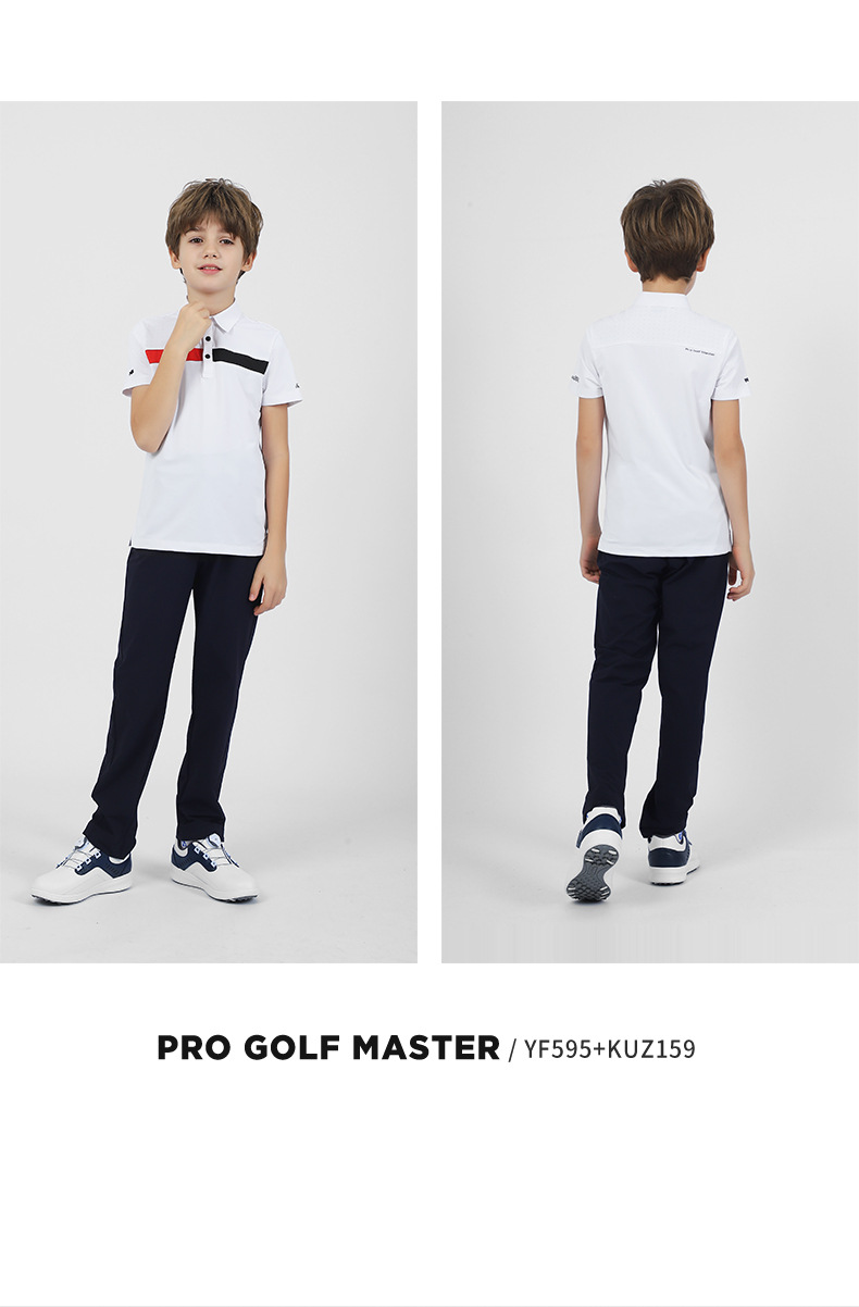 Áo thun golf trẻ em PGM tay ngắn hút ẩm, form thể thao thoải mái — YF595-màu đỏ, YF595-màu xanh nước biển, YF595-màu trắng, KUZ159-màu xanh hải quân chi tiết 7