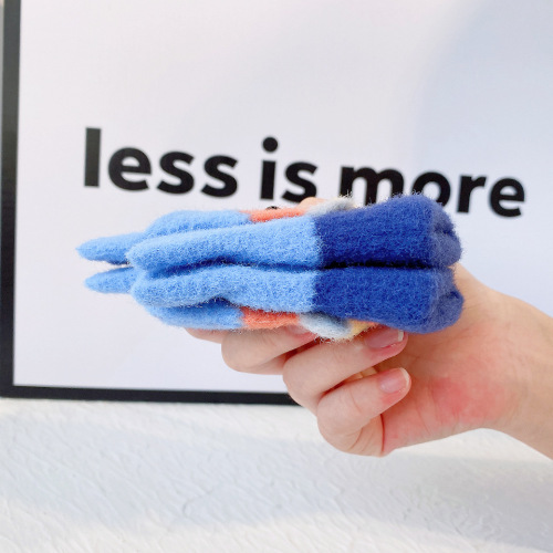 Cartoon children's warm gloves winter cold prevention thickened baby writing half finger flip cover two-in-one kindergarten non-static