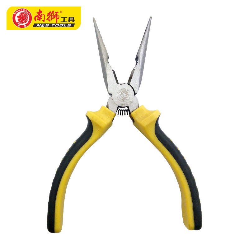 南狮尖咀钳尖嘴钳6寸/8寸带弹簧尖嘴钳多功能电工钳手工钳省力