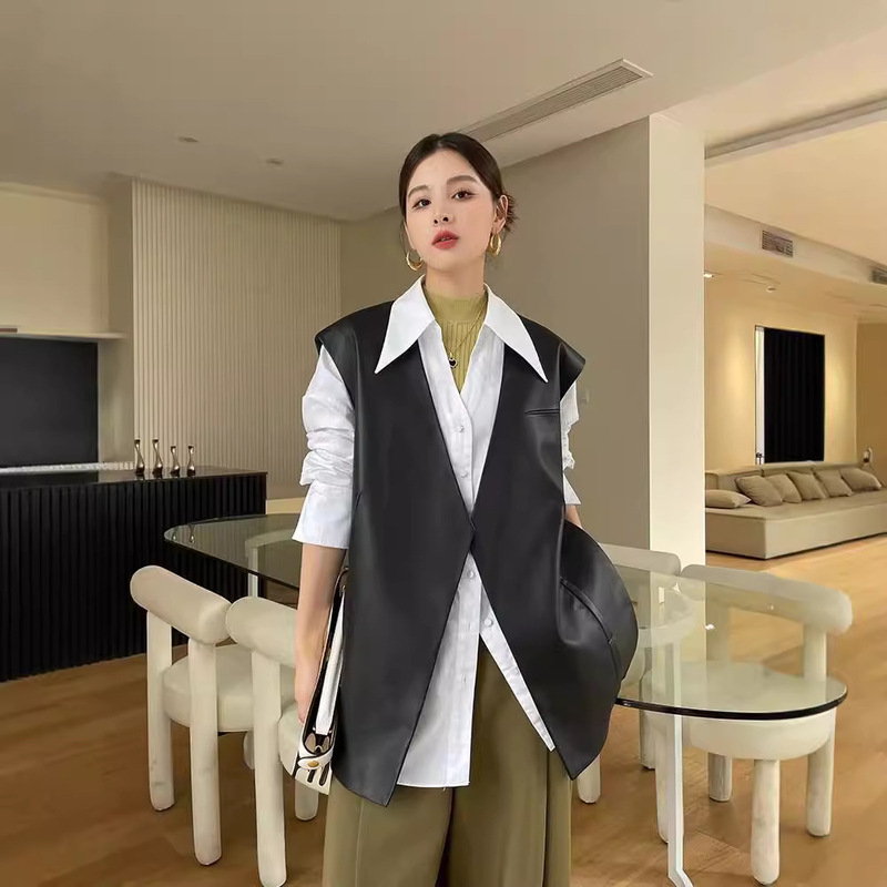 Sheepskin Vest 2026 Autumn and Winter New Style Simple Versatile Genuine Leather Vest Women's Sleeveless Jacket Leather Vest Sheepskin Vest 2026 Autumn and Winter New Style Simple Versatile Genuine Leather Vest Women's Sleeveless Jacket Leather Vest