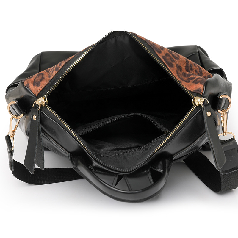 Comercio exterior al por mayor 2025 nuevo estilo estampado de leopardo contraste color damas PU mochila de viaje multifuncional de moda