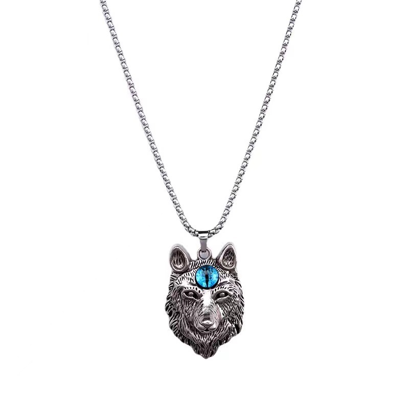 Punk Wolf Head Men's Devil's Eye Personalized Trendy Heap Pendant Necklace_voghion.com