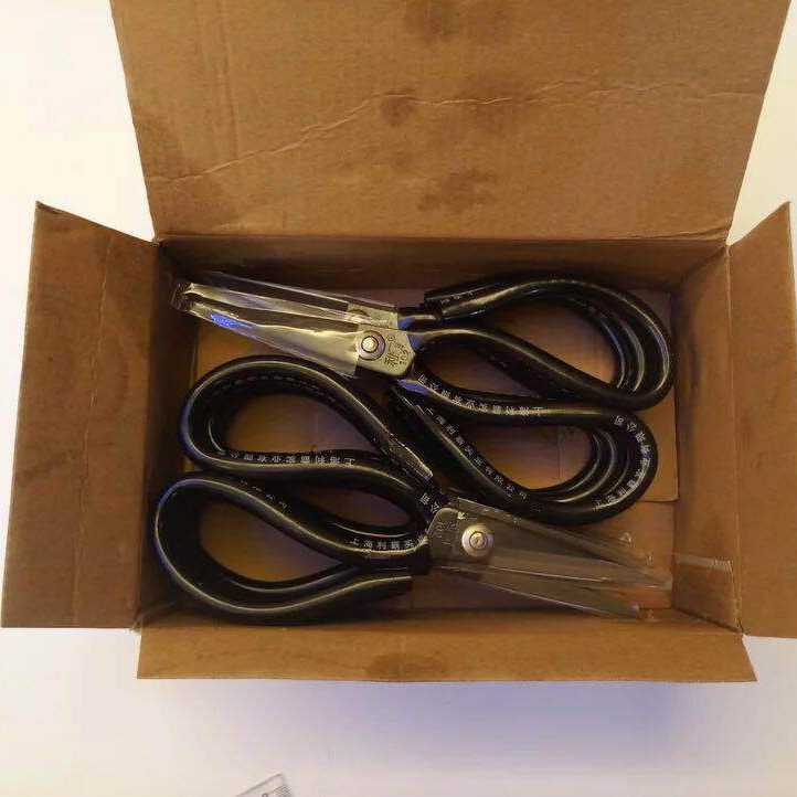 (2개) 상하이 리바 높은 망간 슬리브 블랙 가위 의류 가위 산업 고무 가죽 주방 가위