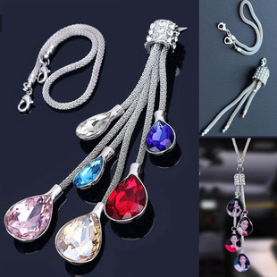 Car rearview mirror doll pendant accessories glass rhinestone tassel water drop alloy accessories metal accessories car accessories