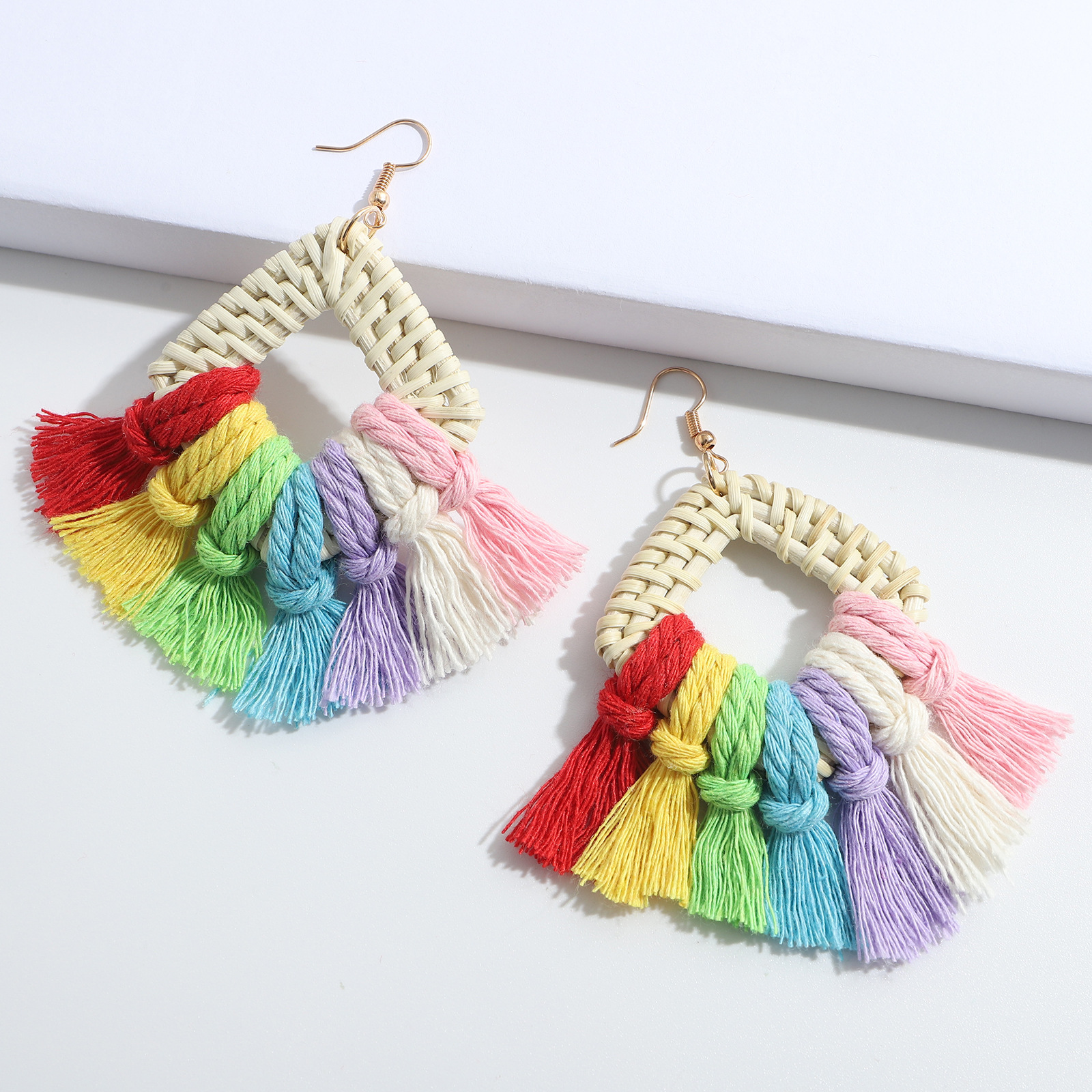 Casual Ethnic Style Geometric Cotton Thread Tassel Women's Drop Earrings 1 Pair display picture 22