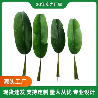 室内单片仿真塑料大芭蕉叶假绿叶婚礼婚庆插花装饰拍摄背景假绿叶
