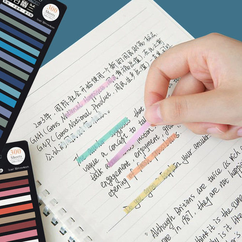 Fluorescent Color-Coded Highlighting Semi-Transparent Index Labels, 300 Pieces, Waterproof PET, Wholesale