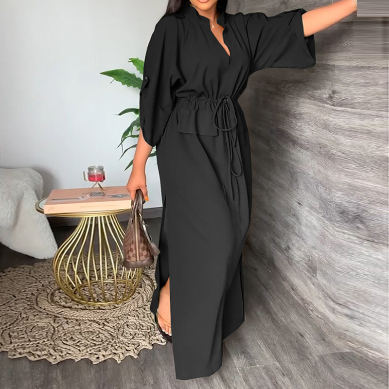 238g Weight Midi Dress Dress Length Type 3/4 Length Sleeve Sleeve Length Pencil Skirt Dresses Type Batwing Sleeve Sleeve Type Polyester Fabric Type High Waist Waist Line Daily Occasion V Neck Neckline Regular Fit Fit Type Solid Color Pattern Summer Season Women'S Gender Casual Style Wholesale Women'S Casual Solid Color Daily V Neck 3/4 Length Sleeve Pencil Skirt 2