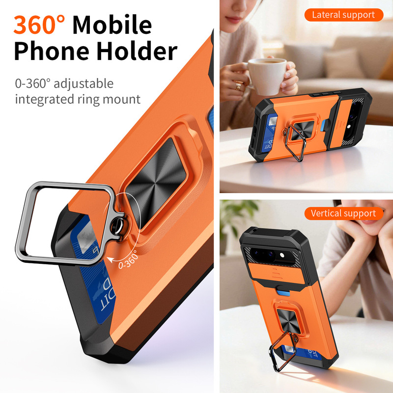 360-degree rotating stand with ring, window-style card slot, for Pixel 11 Pro phone case, black, also for Pixel 10A phone case 360-degree rotating stand with ring, window-style card slot, for Pixel 11 Pro phone case, black, also for Pixel 10A phone case