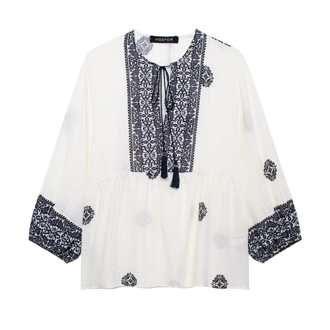 2024 Summer New Women's Printed Vacation Style Shirt_voghion.com