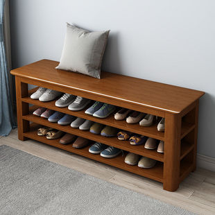 Factory Direct Camp Shoe Rack Multi-Layer Door Storage Stool Household Door Sitting Multi-Function Solid Wood Shoe Changing Stool Shoe Cabinet