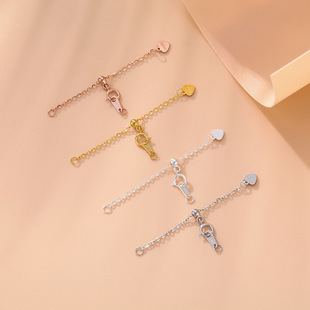 S925 sterling silver gold-plated silicone pull-out adjustable extension chain DIY beaded pearl bracelet necklace connecting chain tail chain