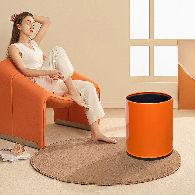 Luz nórdica de lujo basura hogar al por mayor de acero inoxidable de doble capa creativa ins estilo hierro dormitorio cuarto de baño papelera