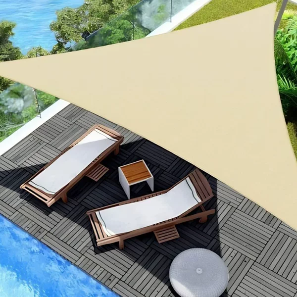 Multifunctional Outdoor Sunshade Canopy, Silver-Coated Sun Protection Triangular Sunshade Sail for Camping / Garden / Swimming Pool