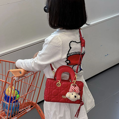 2025秋冬新款欧美复古戴妃手提包小众设计质感绣线女童亲子斜挎包