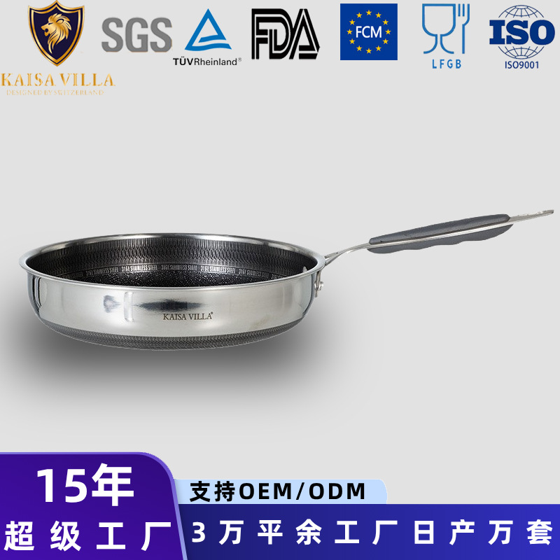 공장 직판 고품질 식품 등급 316 스테인리스 스틸 프라이팬 논스틱 팬 가정용 평평한 프라이팬 스테이크 프라이팬 전자레인지용