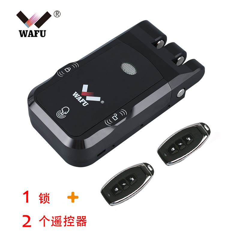 Cerradura de puerta antirrobo con control remoto invisible sin taladro para uso doméstico, con diseño de doble circuito y doble motor, de WAFU para comercio transfronterizo.