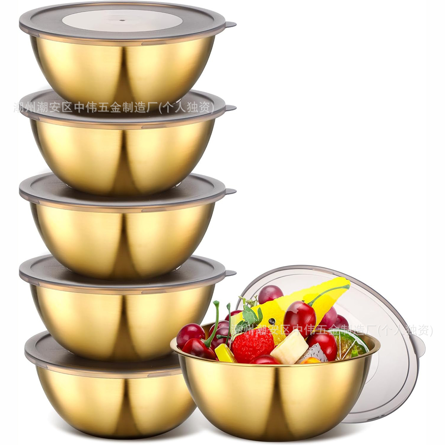 Comercio exterior 6pcs cuenca de acero inoxidable cuenca de huevos cuenca de ensaladas cuenca de verduras cuenca de sopa cuenca de conservancia cuenca de cocina multipropósito regalo