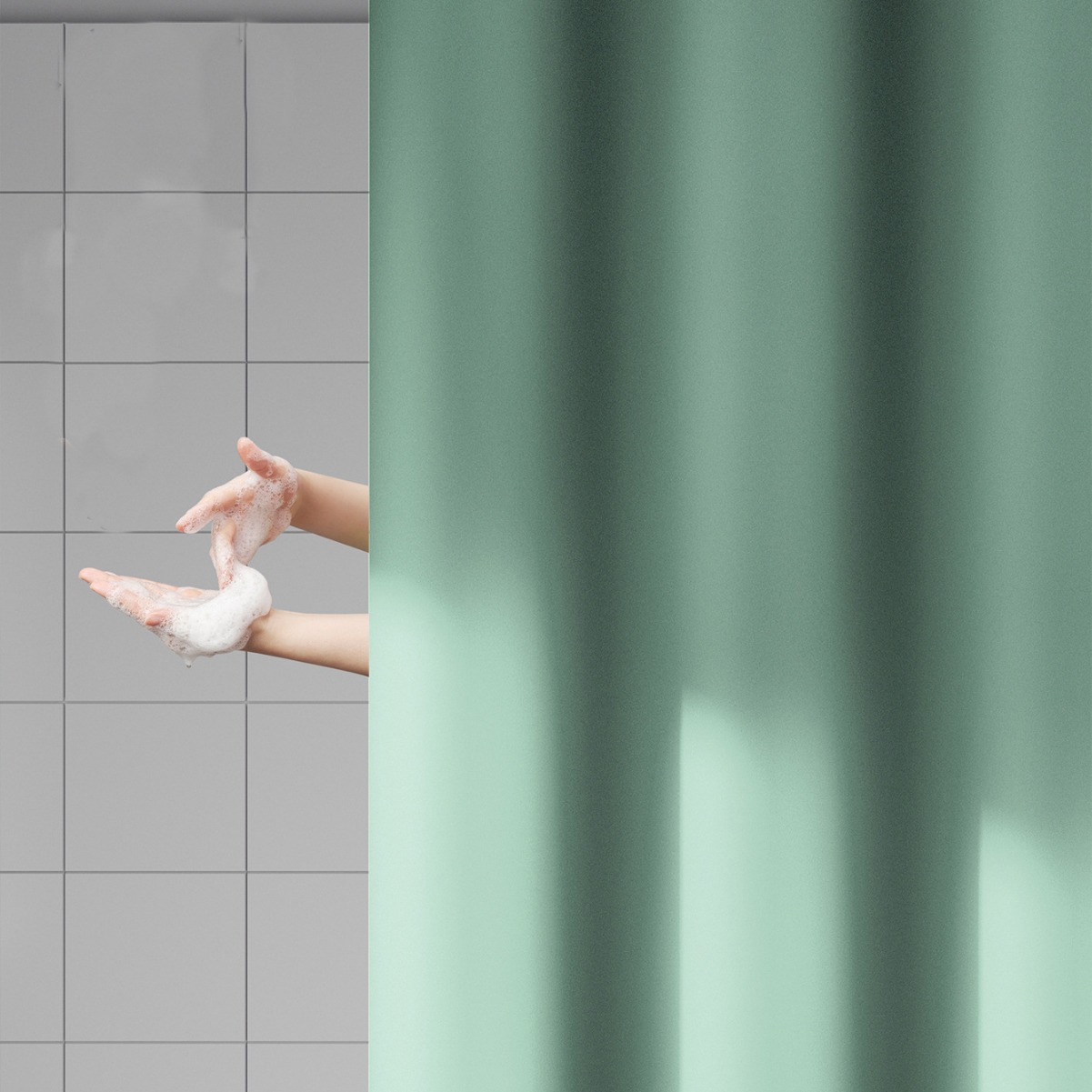 Temu transfronterizo Xiyin nuevo color puro llano baño impermeable y moho-prueba baño húmedo y seco separación Cortina de ducha