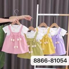 Summer Korean Style Baby Toddler Girls' Printed Princess Cotton Short Sleeve Dress Children's Skirt