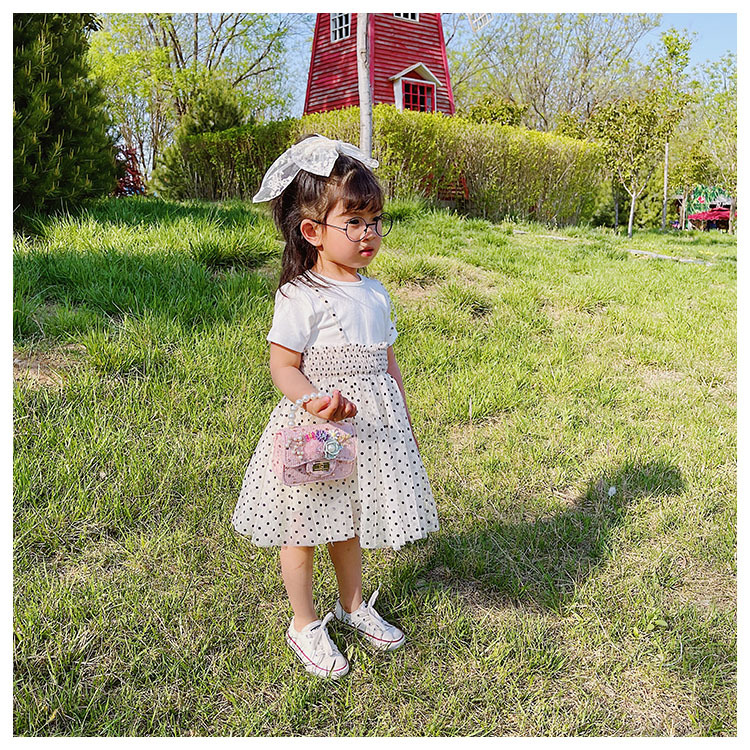 Girl'S Cloth Flower Bow Knot Cute Sequins Pearls Square Lock Clasp Crossbody Bag display picture 18