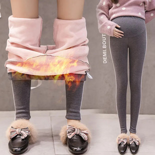 Pregnant women's fashion plus size belly pants spring and autumn winter outer wear leggings pants winter fleece-lined thick warm pants tide