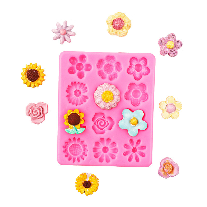Margarita sol flor multi-estilo pastel de silicona molde Fondant chocolate flor decoración de la torta de cumpleaños