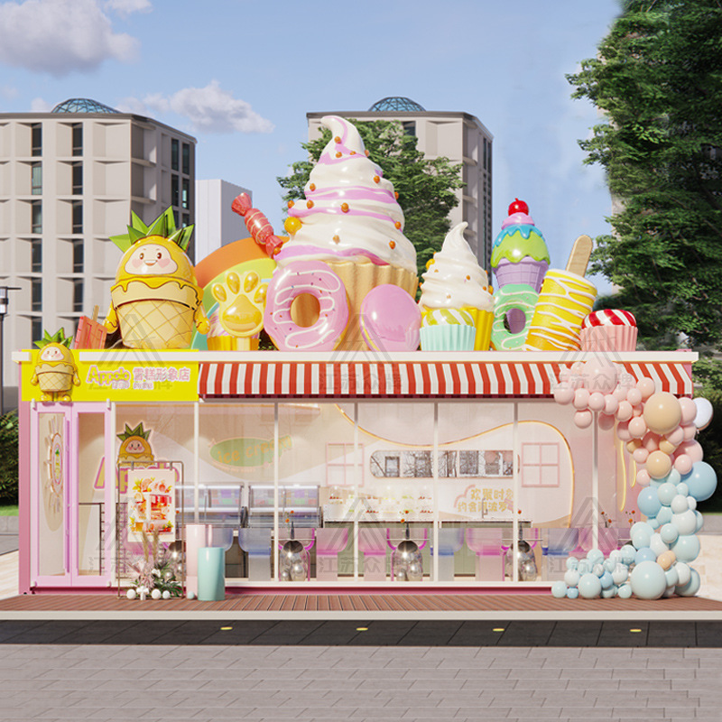 Contenedor Mobile House Network Tienda de té con leche roja Tienda móvil Tienda de contenedores Tienda de postres Café Tienda de helados